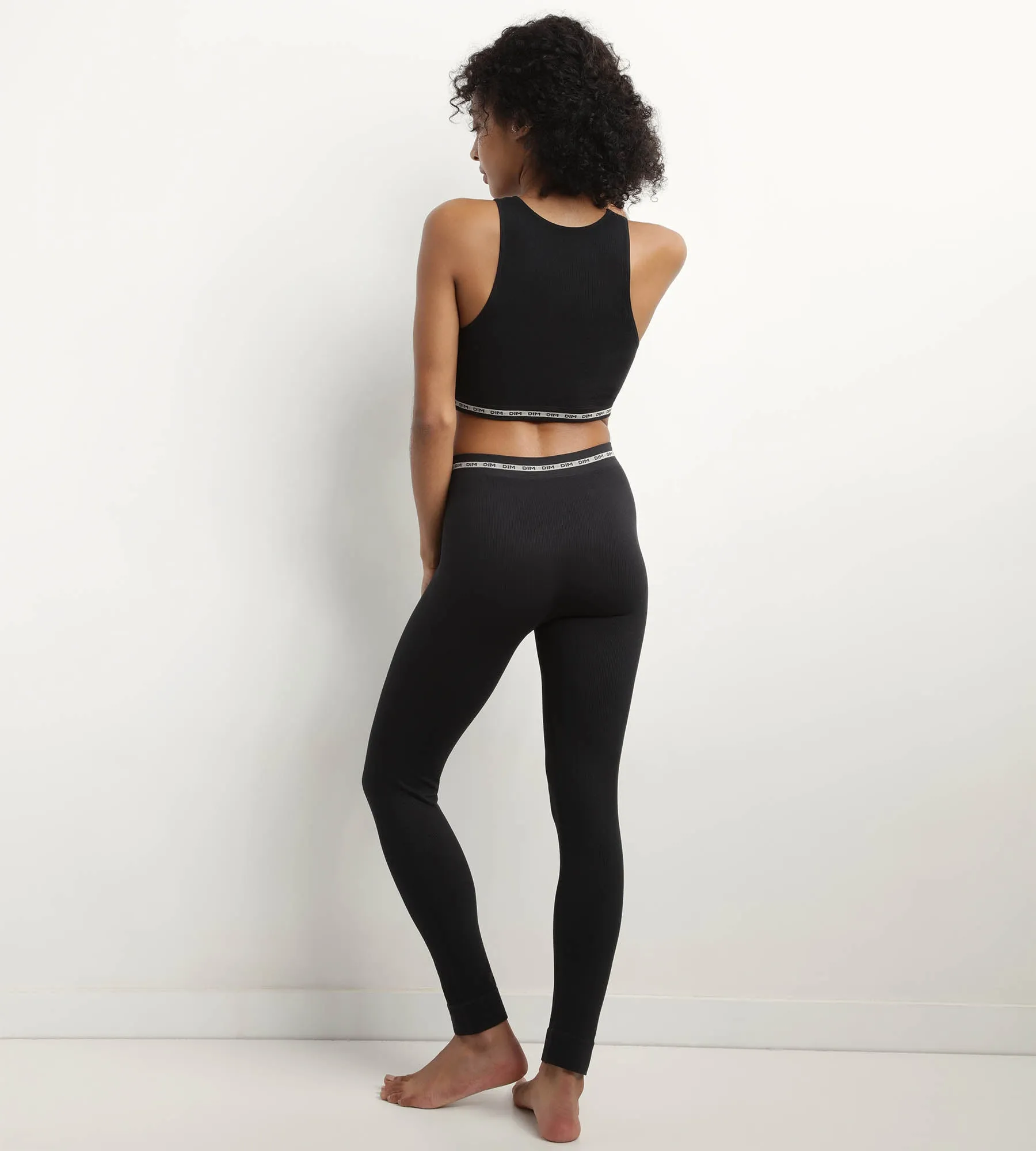 Crop top en modal polyamide côtelée sans couture Noir Dim Icons Seamless