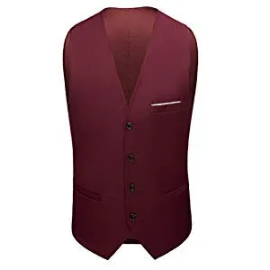 Dhingra Mens Slim Fit Tuxedo 3pcs Suit (44, Maroon)