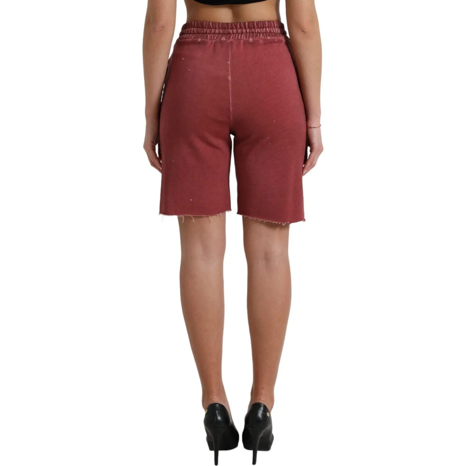 Dolce & Gabbana Chic Maroon High-Waist Designer Sweatshorts