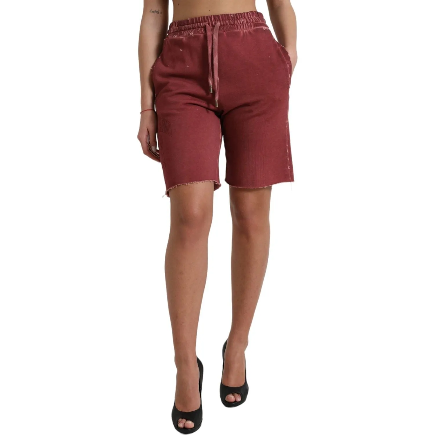 Dolce & Gabbana Chic Maroon High-Waist Designer Sweatshorts