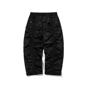 DOUBLE SHIRRING SUPER WIDE PANTS BLACK