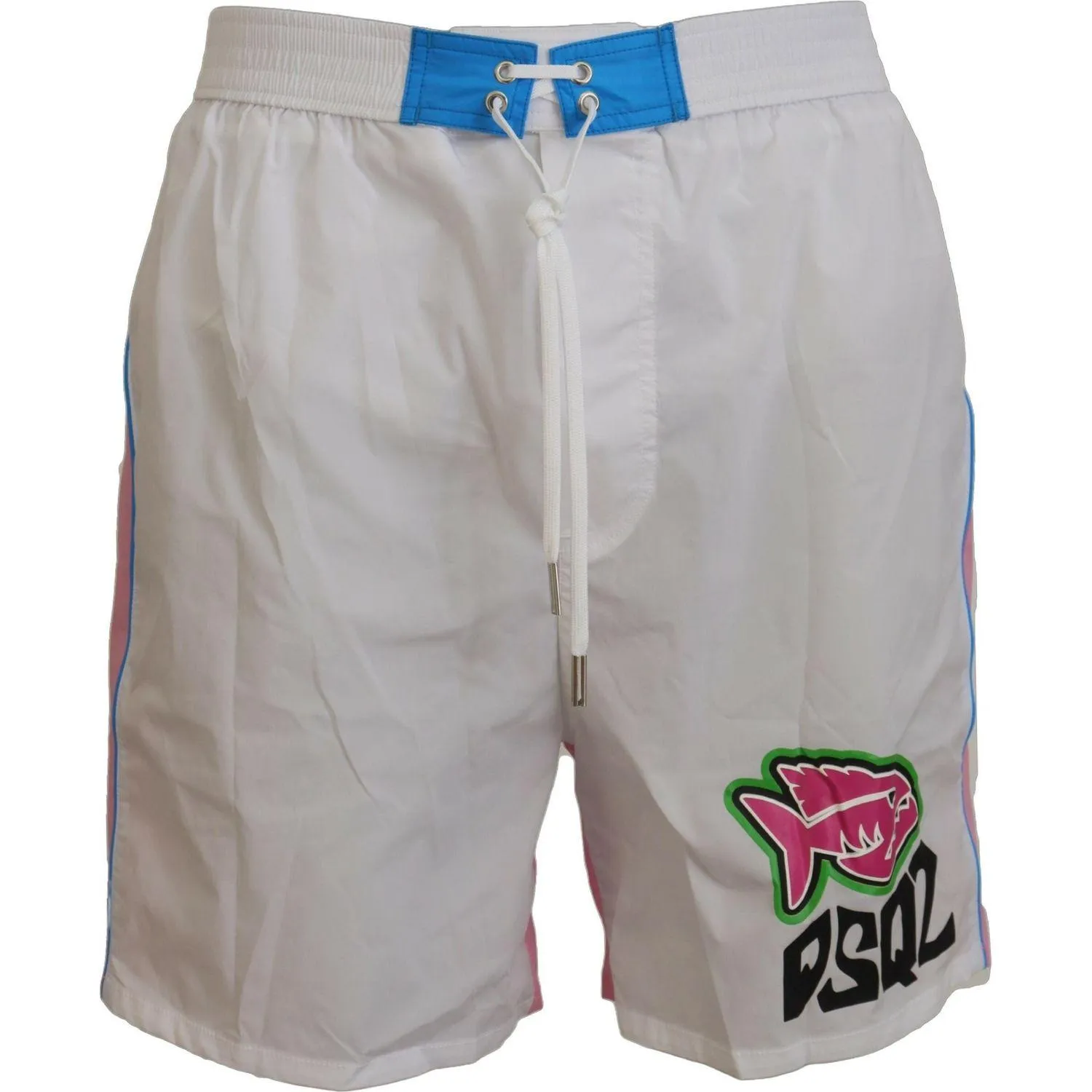 Dsquared² Chic White & Pink Print Swim Shorts