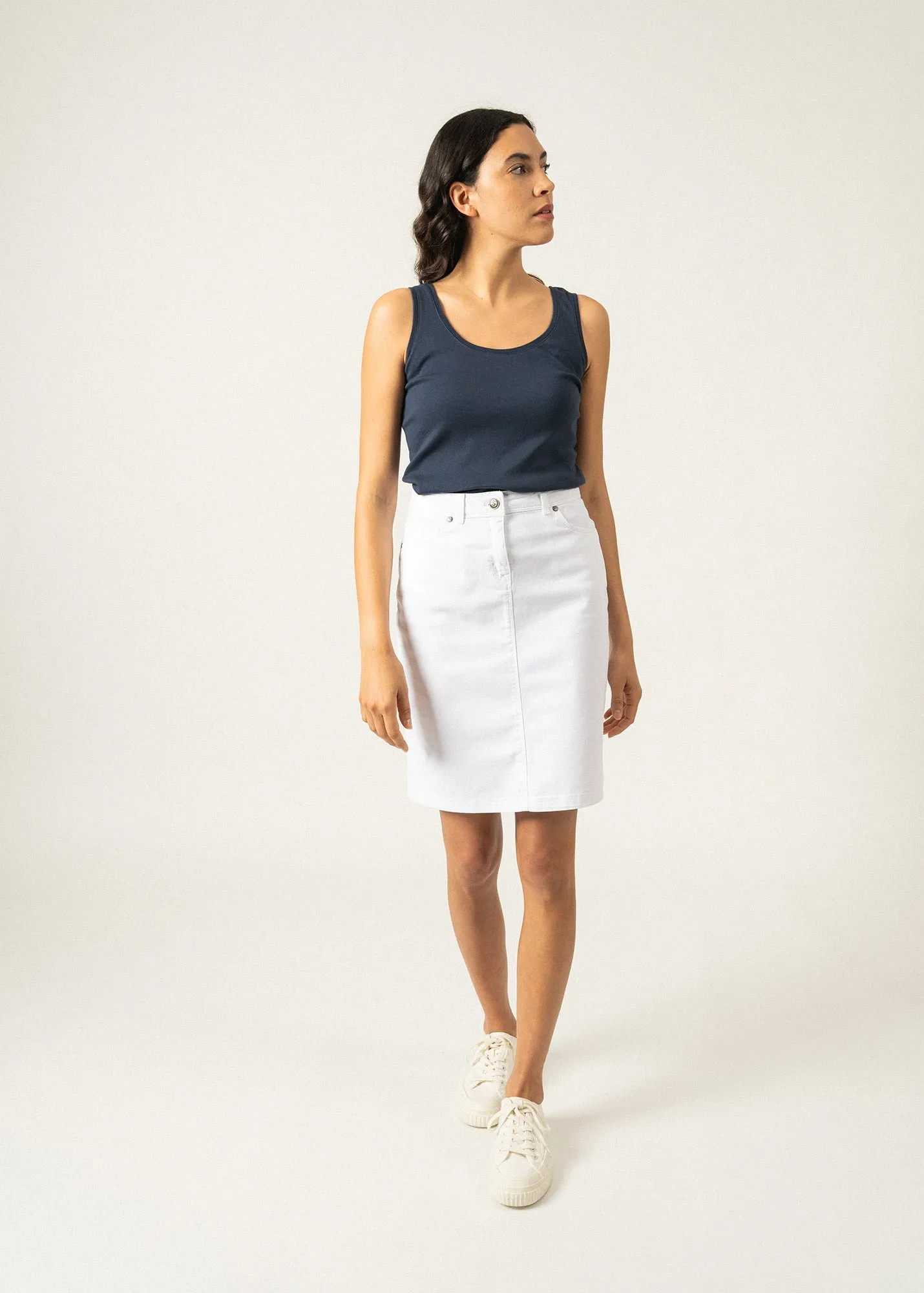 Elfy regular skirt - in coloured denim (BLANC)