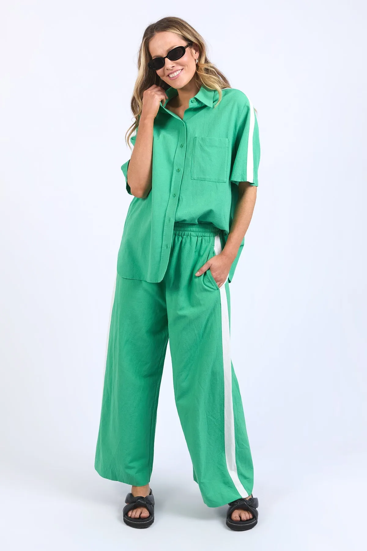 Elm Frances Stripe Pant - Greenbriar/Marshmallow Stripe