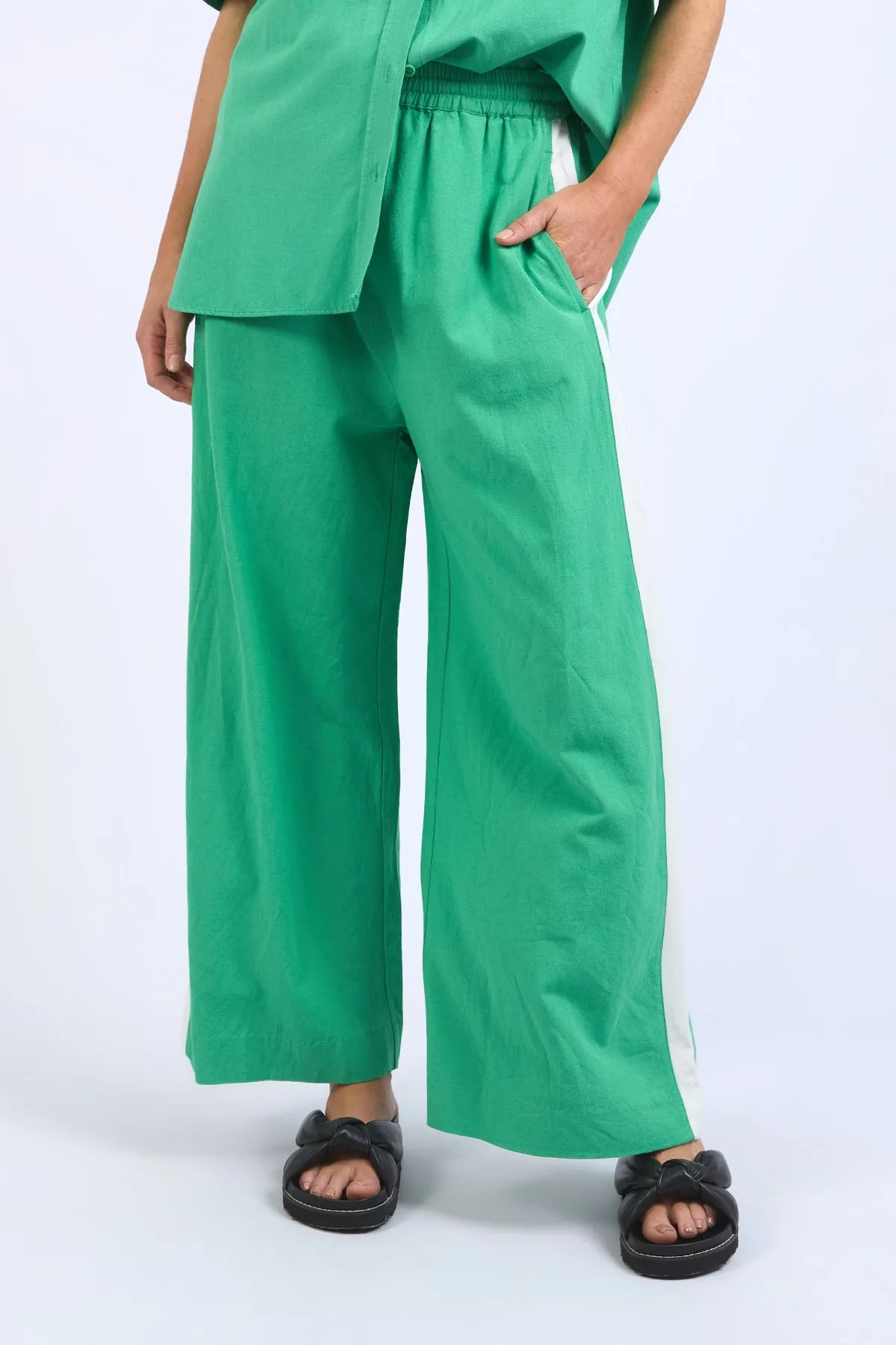 Elm Frances Stripe Pant - Greenbriar/Marshmallow Stripe