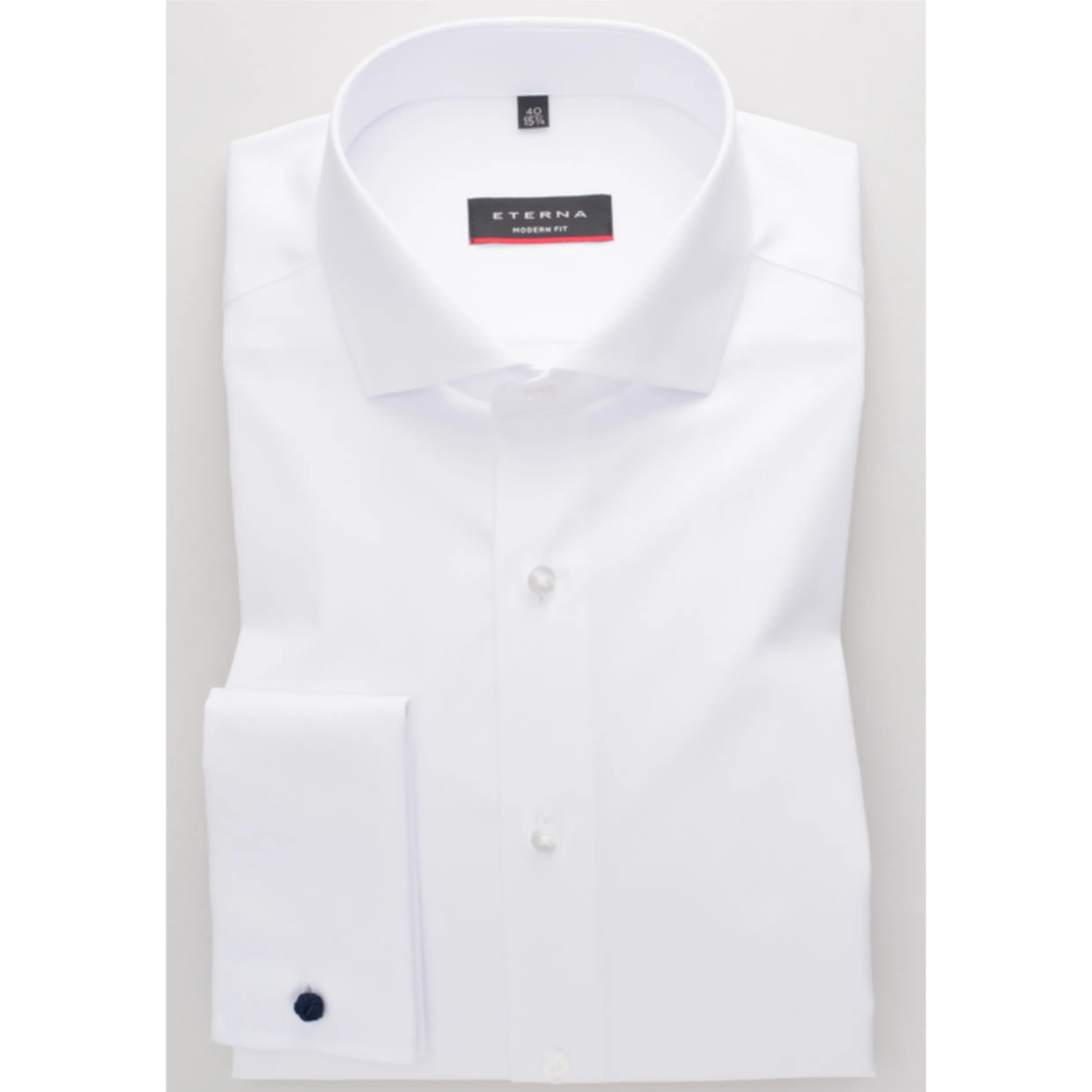 ETERNA LONG SLEEVE SHIRT MODERN FIT COVER SHIRT TWILL WHITE DOUBLE CUFF