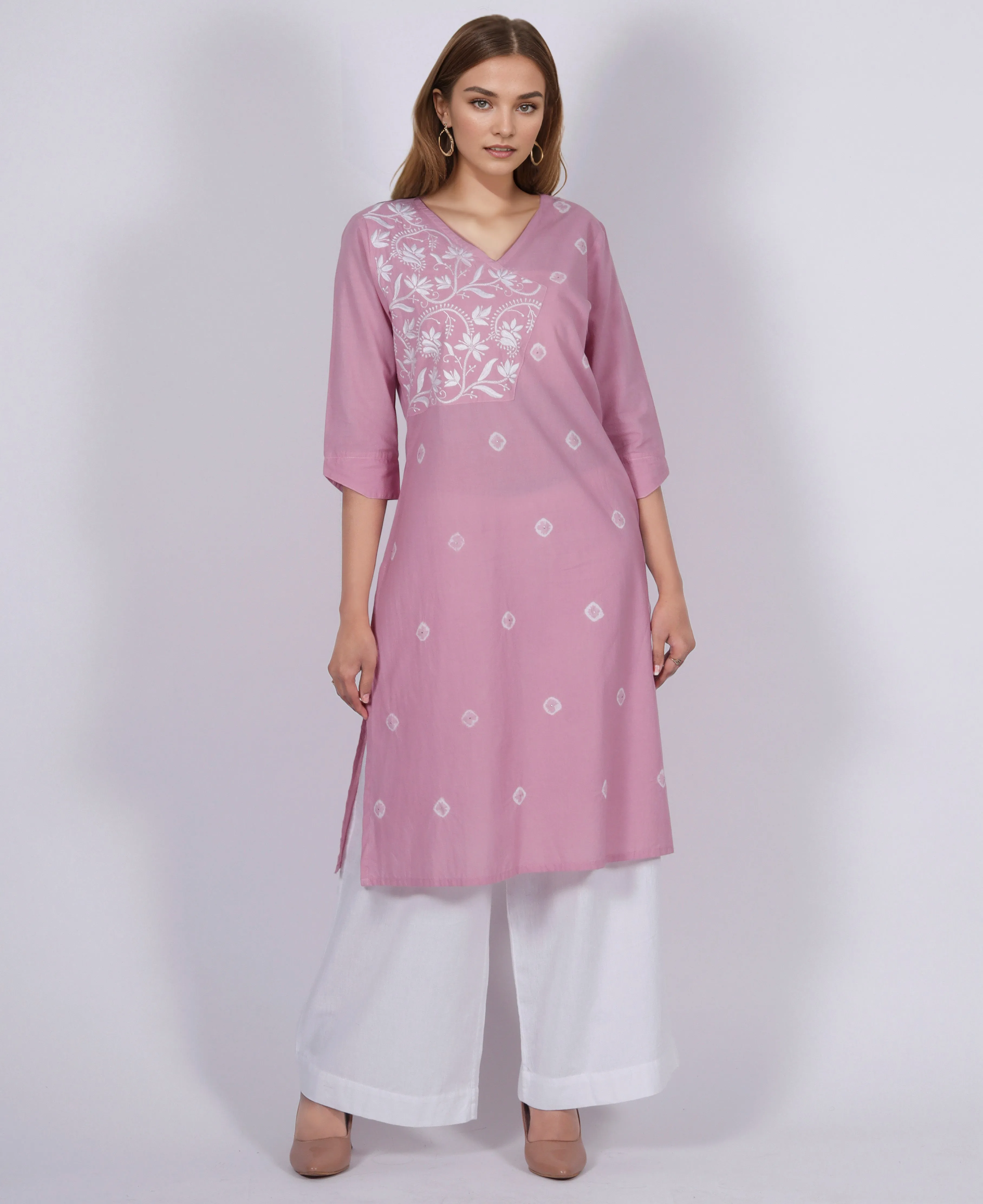 GODAVARI Pure Cotton Hand Embroidered Tie Dye Tunic Dress Kurta: Made to Order/Customizable