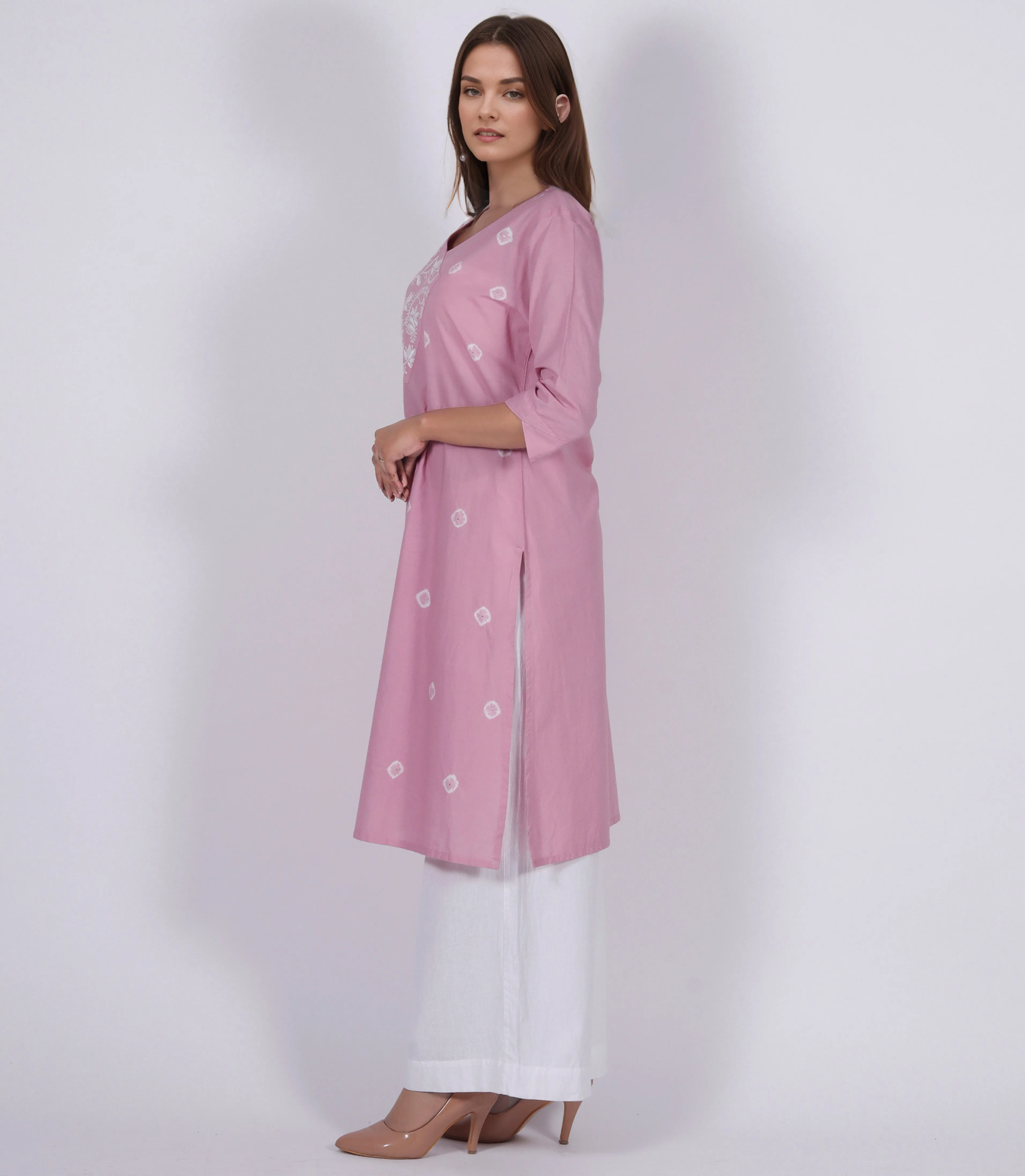 GODAVARI Pure Cotton Hand Embroidered Tie Dye Tunic Dress Kurta: Made to Order/Customizable