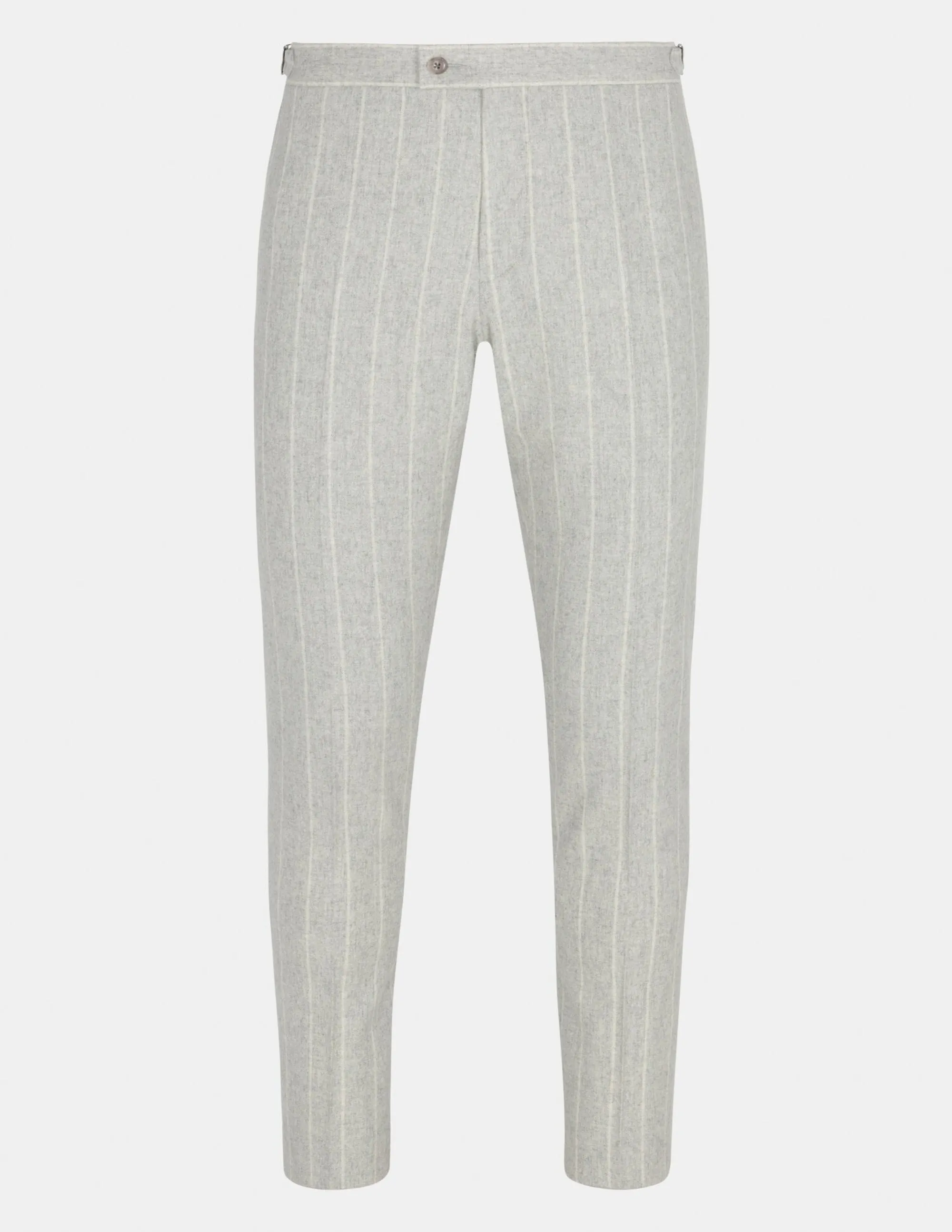 Grey White Stripe Wool Cashmere Trousers