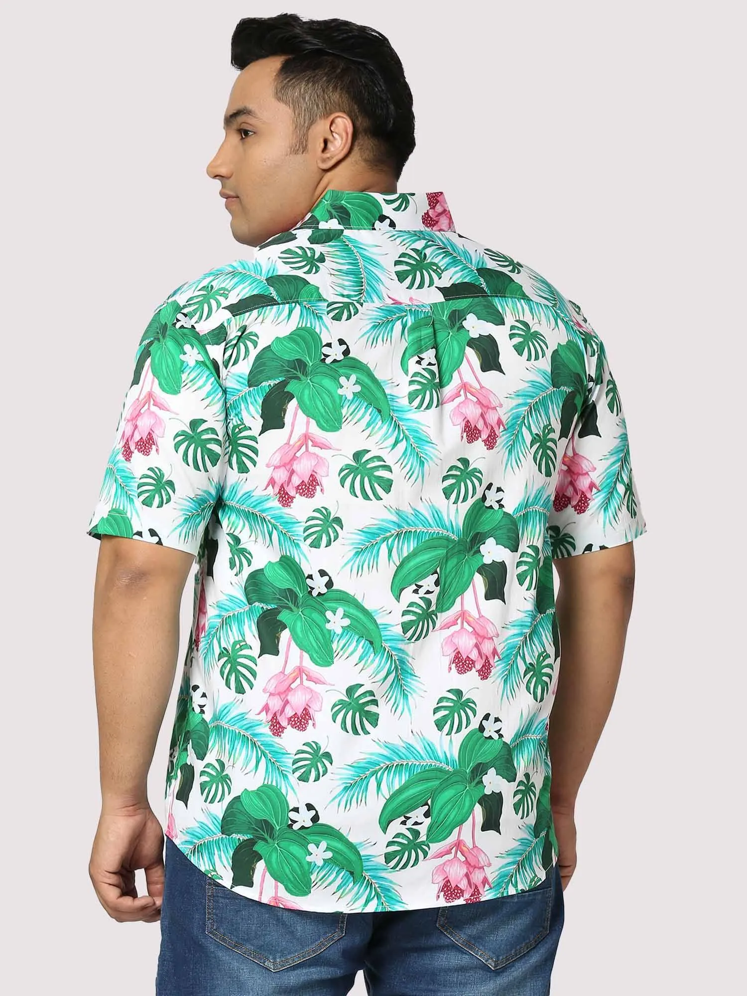 Hawaii Digital Printed Half Shirt Men's Plus Size