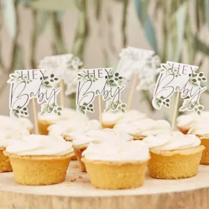 Hey Baby - Baby Shower Cupcake Toppers x 12