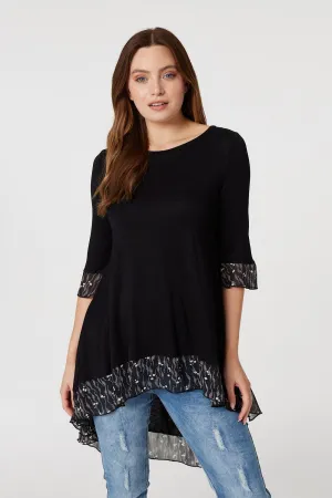 High Low Frilled Hem Tunic Top