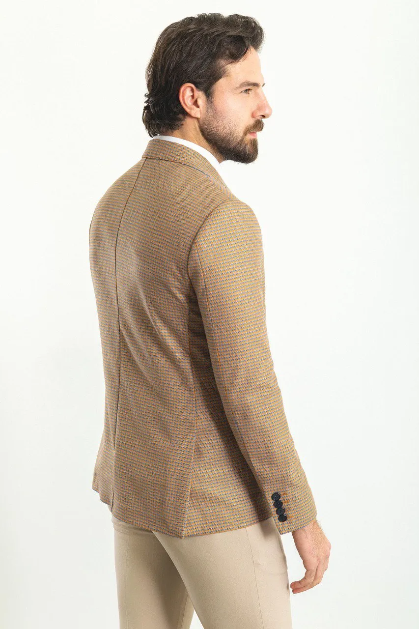 HolloMen Beige Checkered Blazer