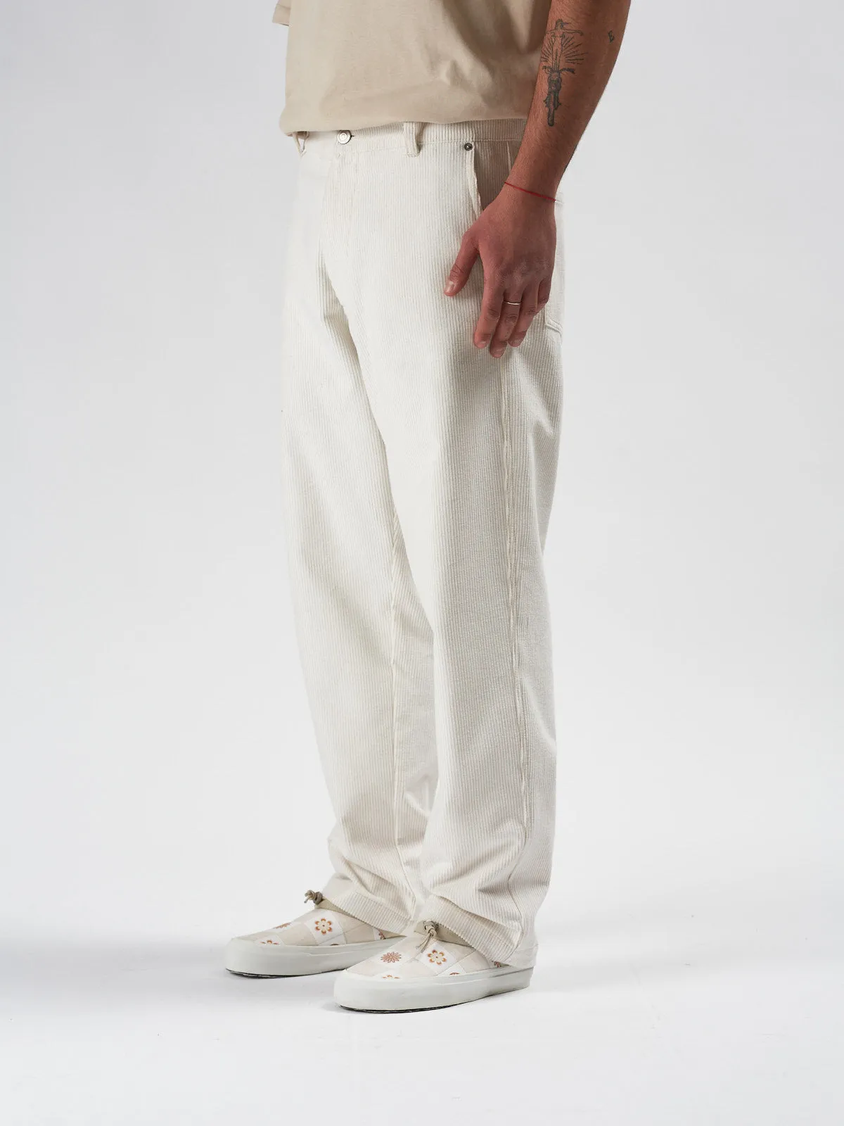 HONKER TROUSERS IN WHITE CORDUROY