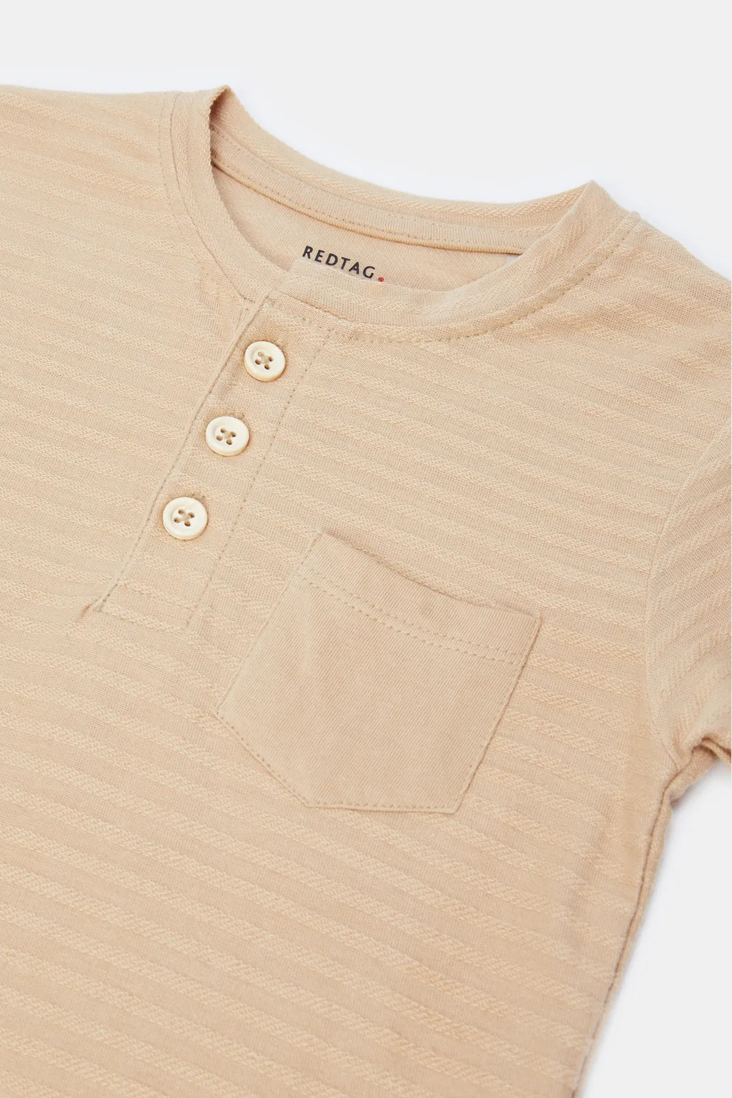 Infant Beige Henley Jacquard T-Shirt