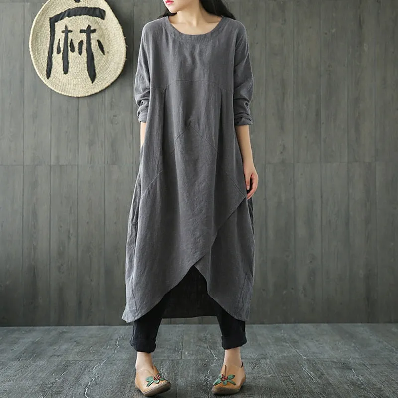 Irregular Hem Loose Midi Muslim Modest Tunic