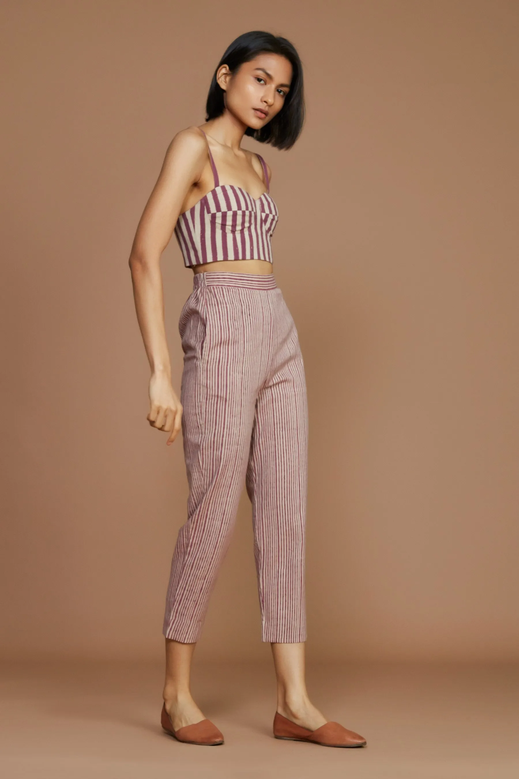 Ivory with mauve Striped SE Pants