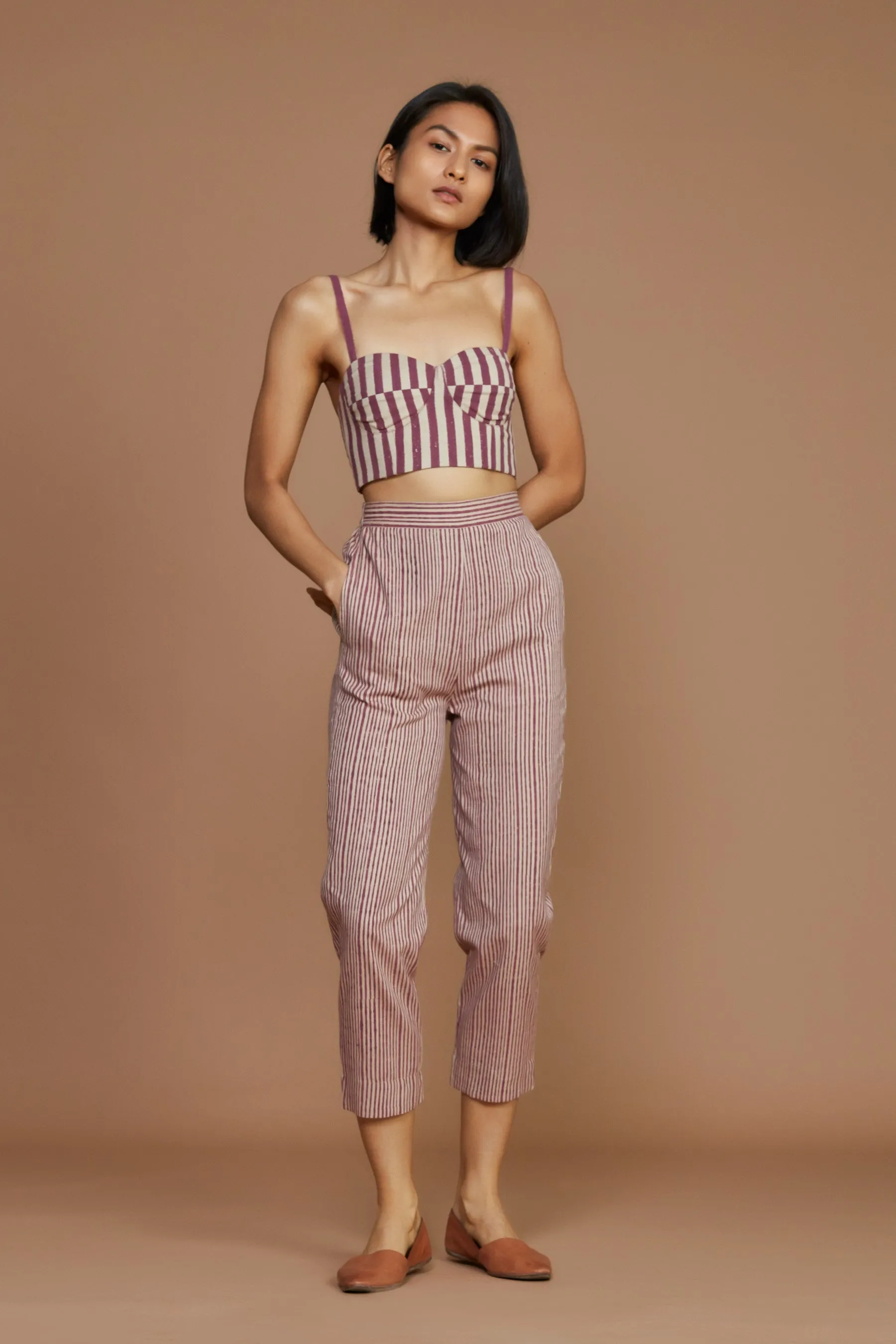 Ivory with mauve Striped SE Pants