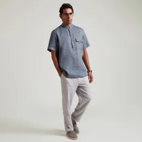 John Organic Linen Elegant Placket Henley Shirt