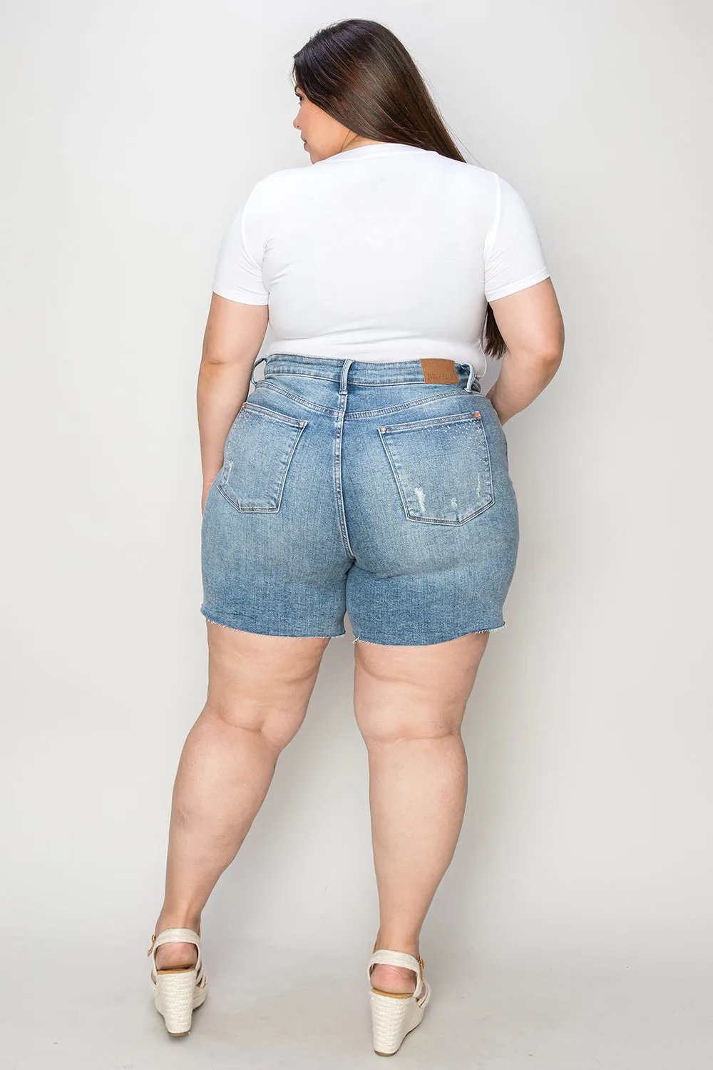 Judy Blue High Waist Raw Hem Denim Shorts [Online Exclusive]