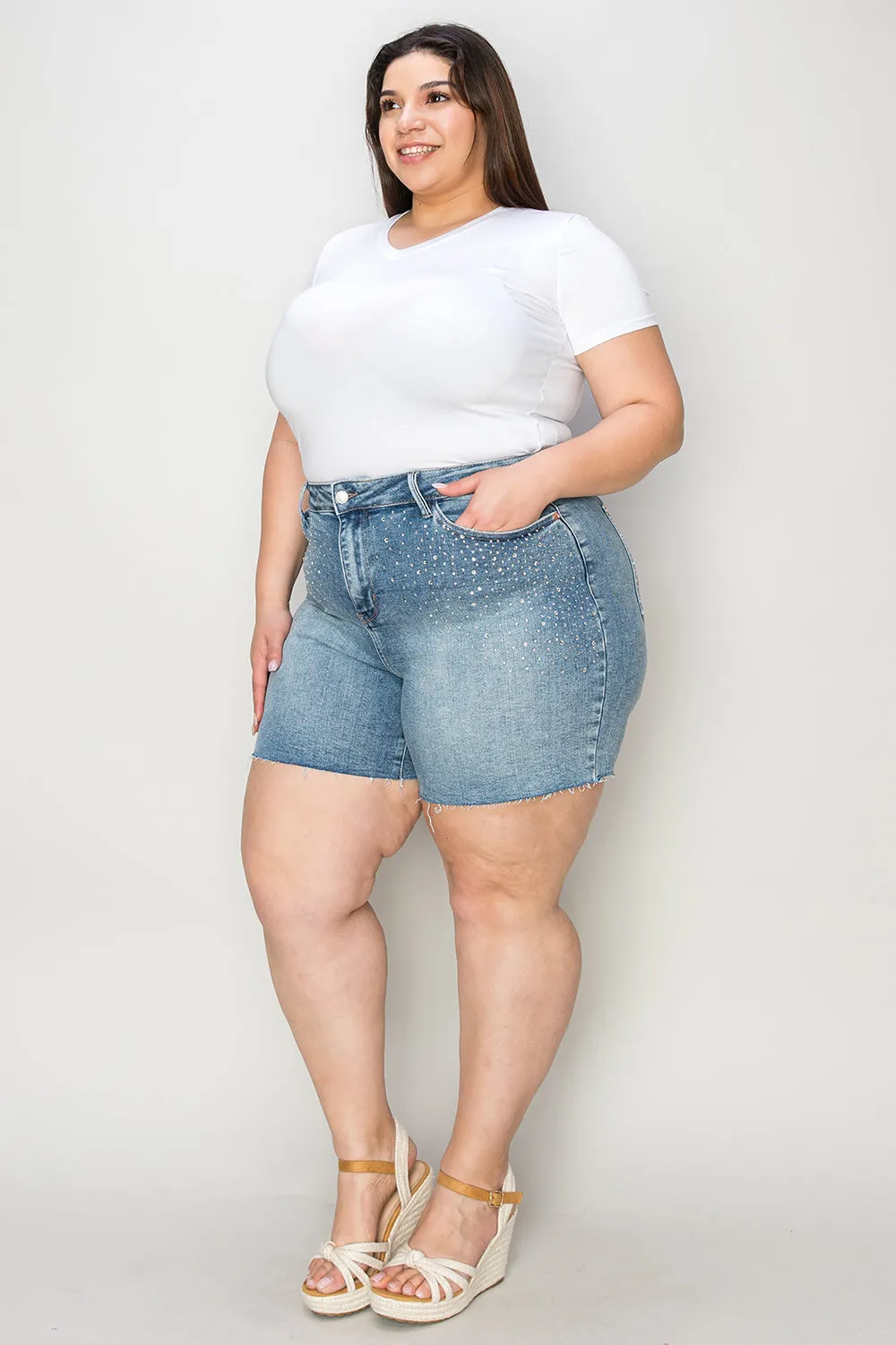 Judy Blue High Waist Raw Hem Denim Shorts [Online Exclusive]