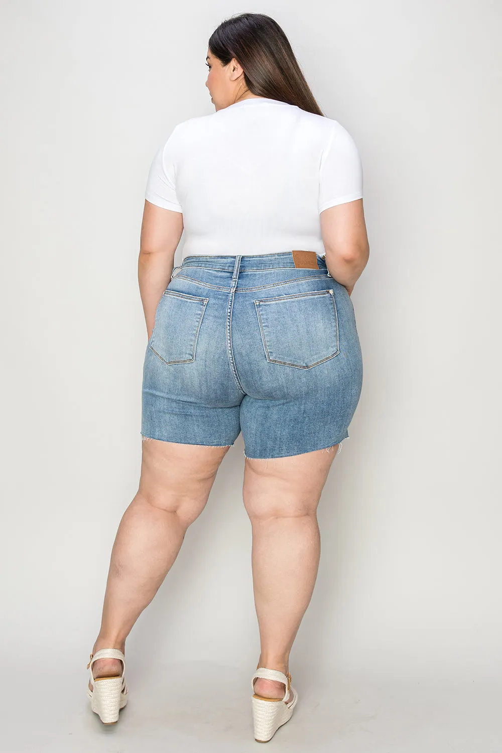 Judy Blue High Waist Raw Hem Denim Shorts [Online Exclusive]