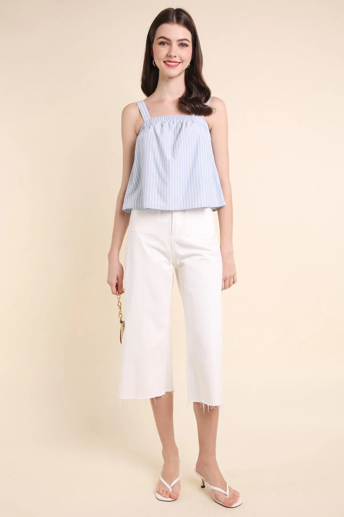 JULES STRIPED TOP IN BABY BLUE