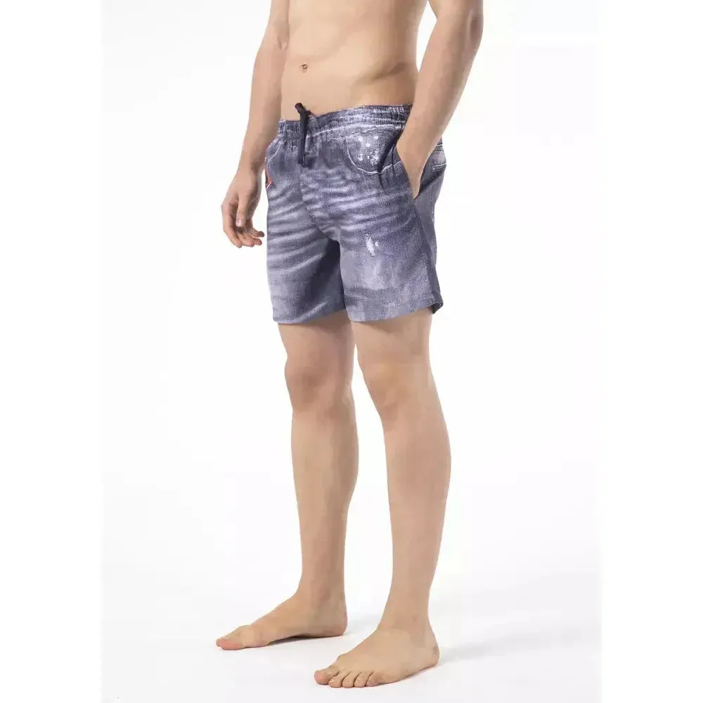 Just Cavalli Blue Polyester Men Swimwear