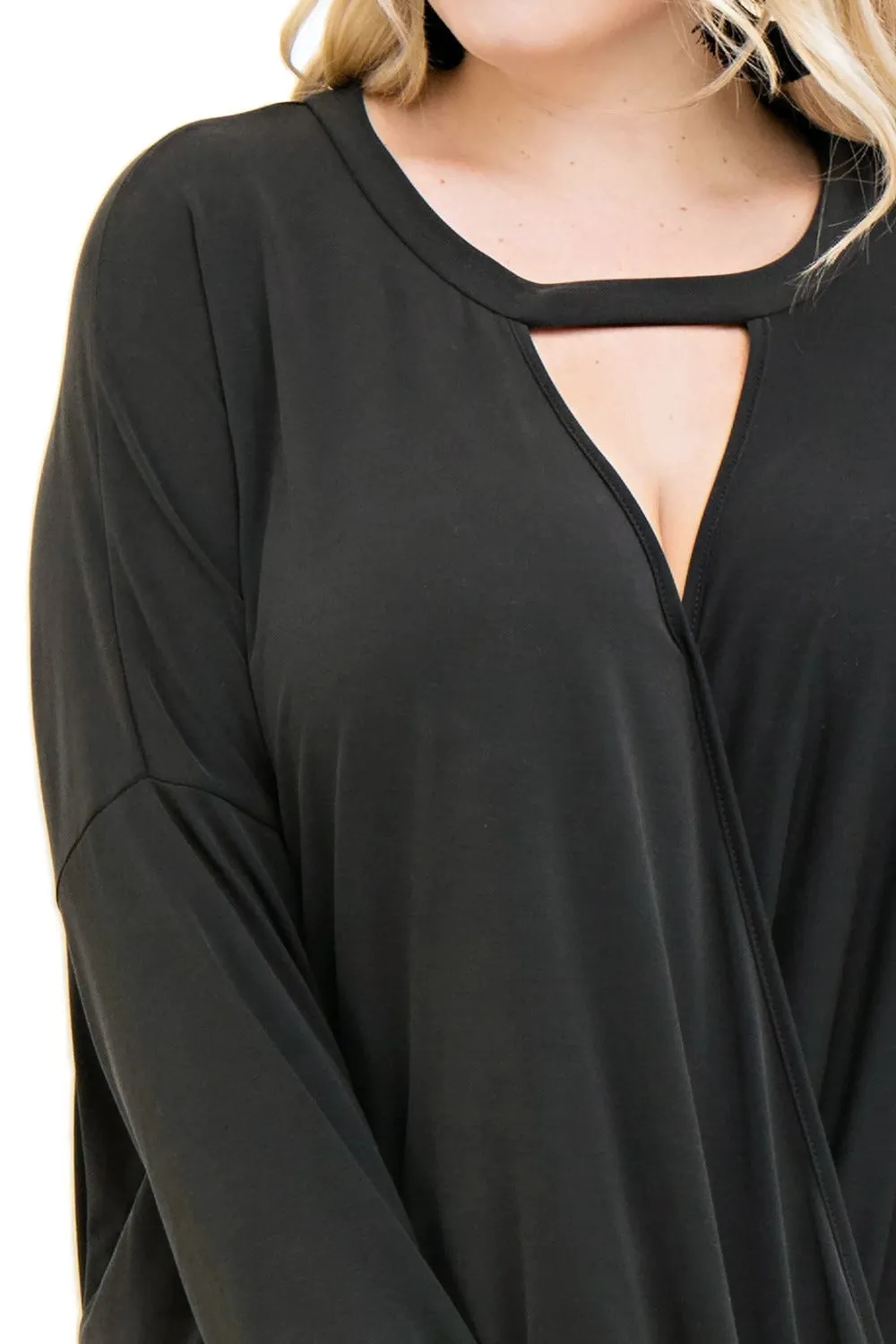 Keyhole Wrap Top, Black