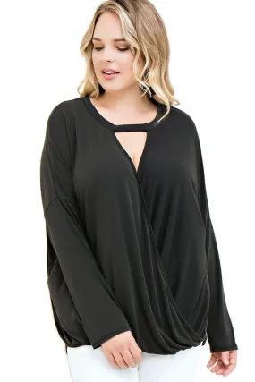 Keyhole Wrap Top, Black