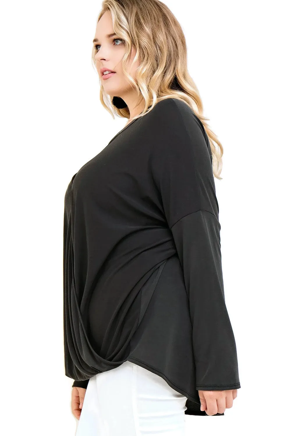 Keyhole Wrap Top, Black