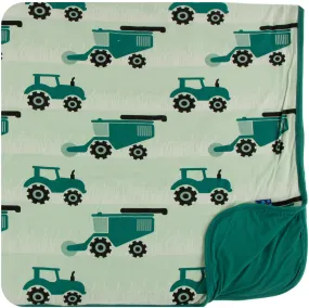 KicKee Pants Pistachio Tractors and Wheat Toddler Blanket