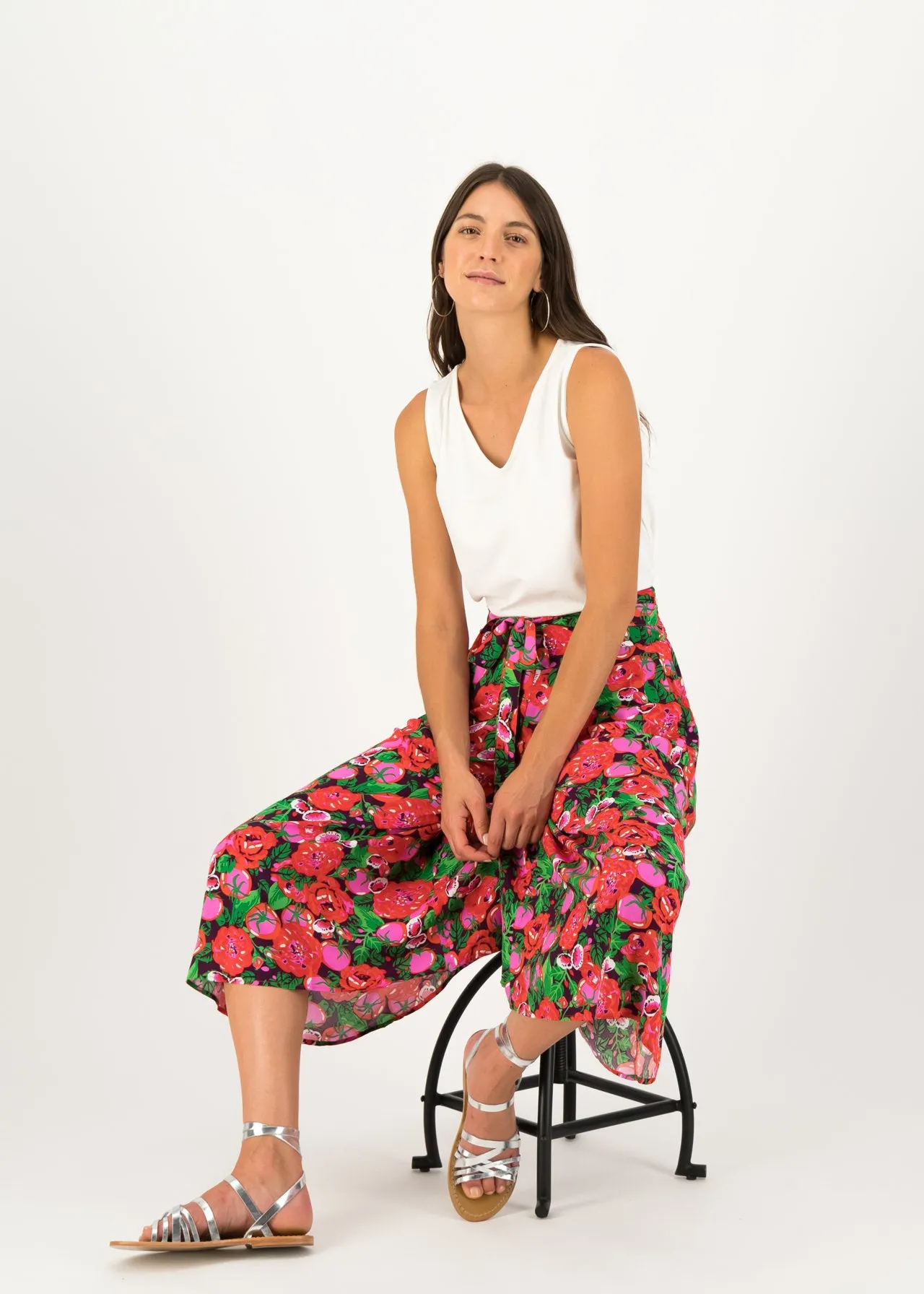 Kleurrijke broek met brede tailleband | Blutsgeschwister flotte culottes hot house