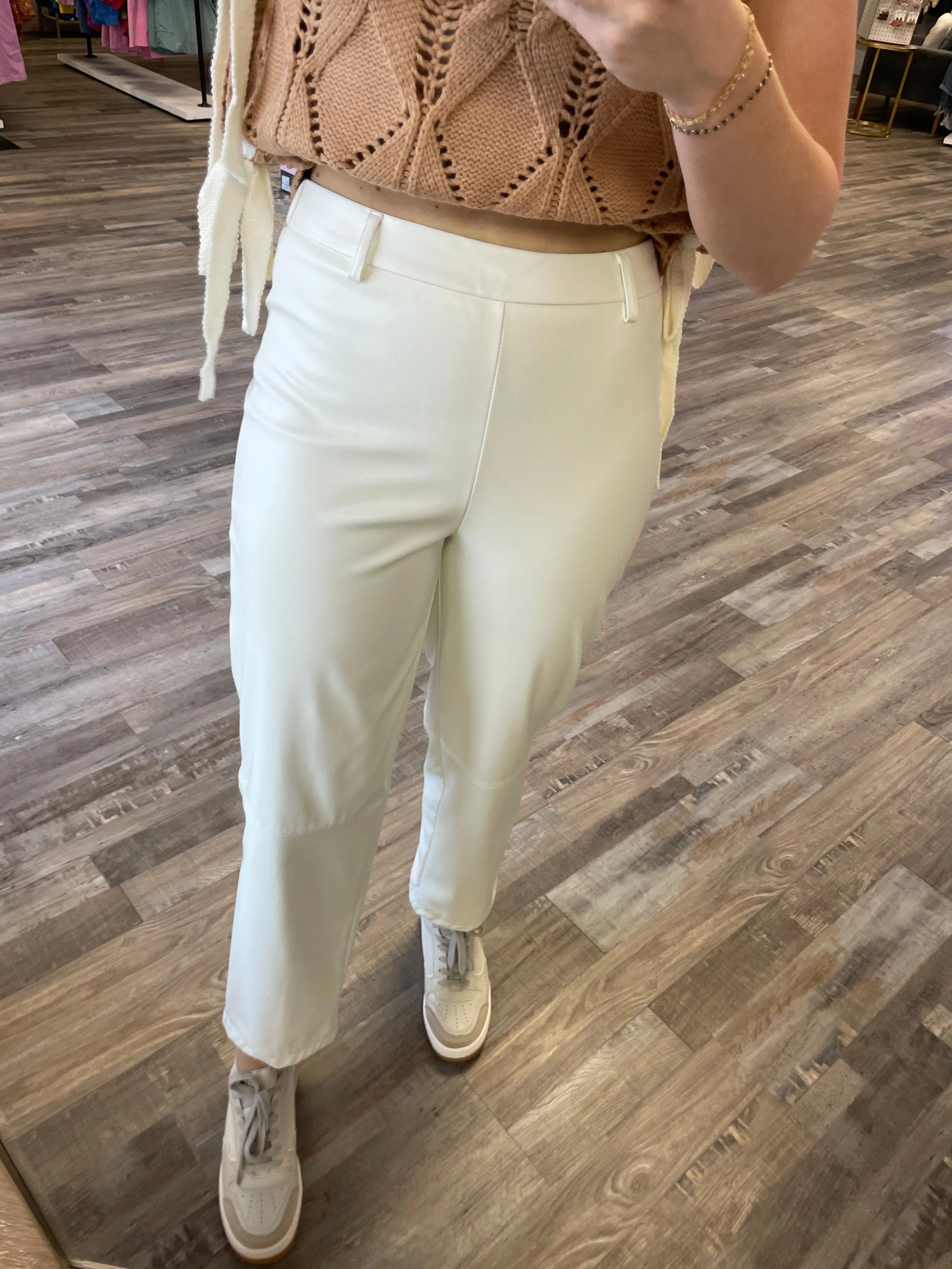 Leather Pants - Cream