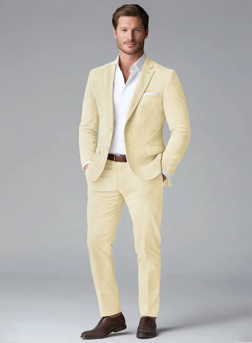 Light Beige Stretch Pin Corduroy Suit