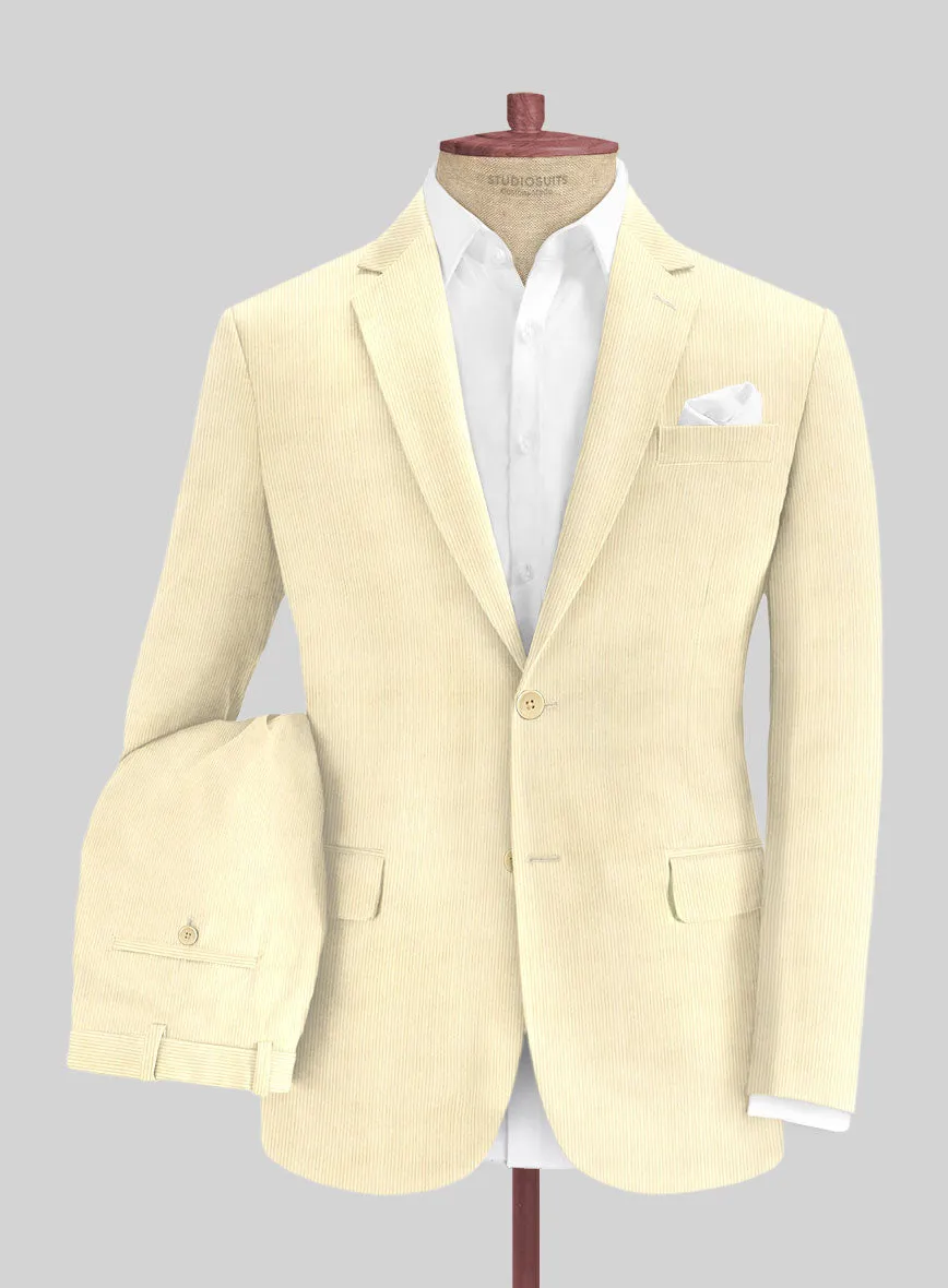 Light Beige Stretch Pin Corduroy Suit