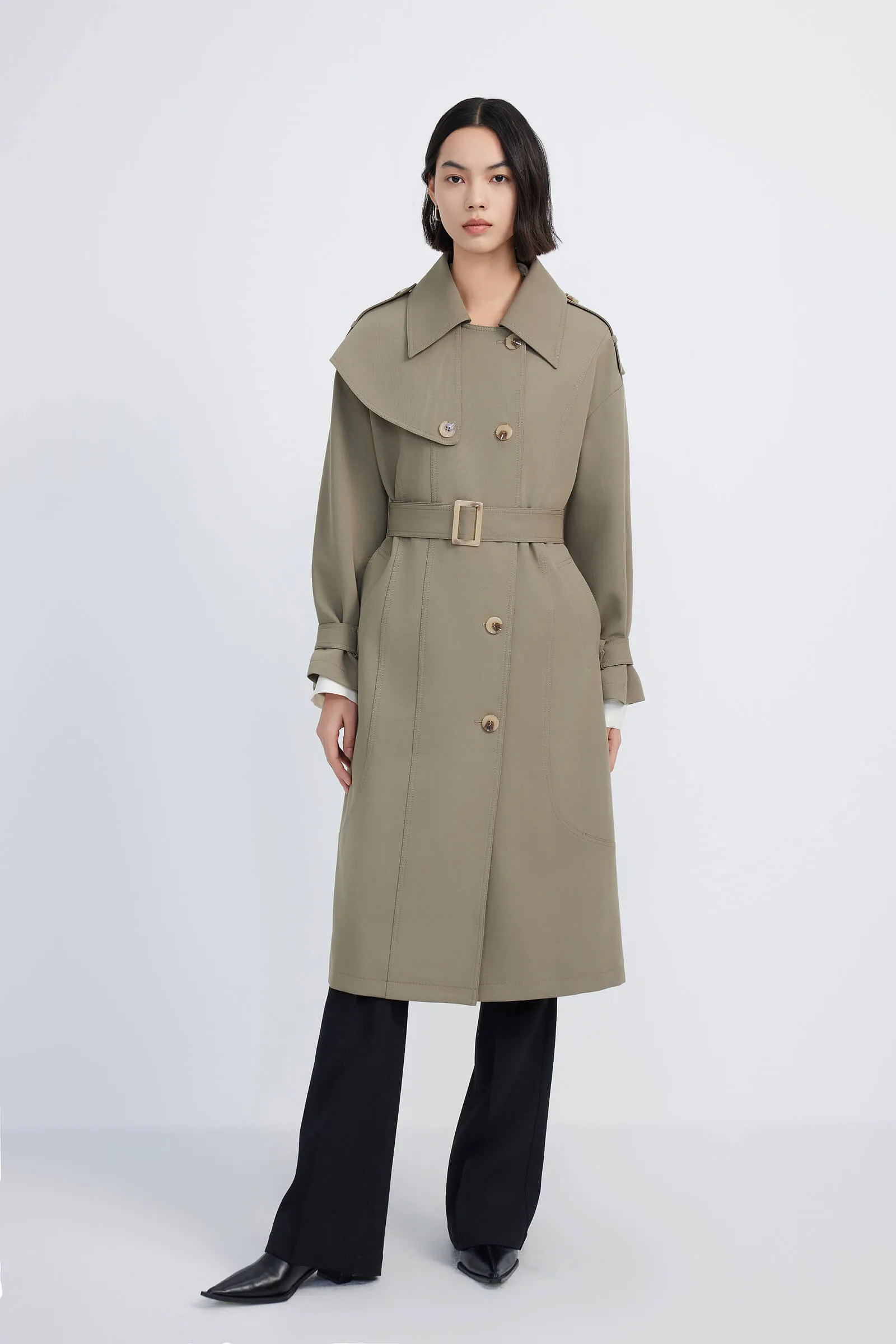 LILY Stylish Belted Trench Coat