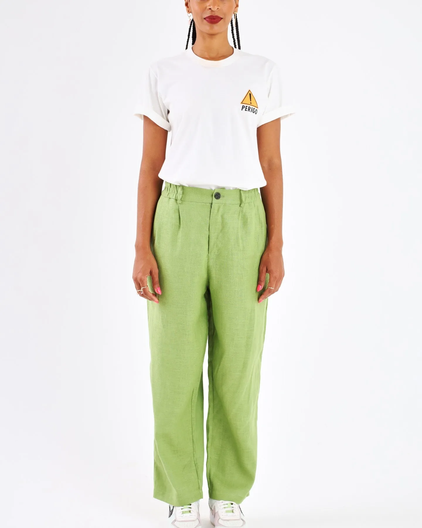 LINEN TROUSERS IN GREEN