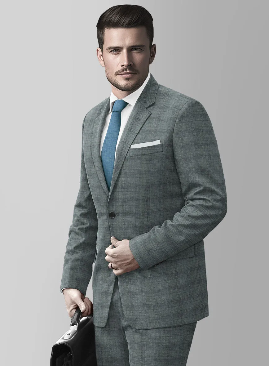 London Loom Gray Blue Bruna Wool Silk Linen Suit