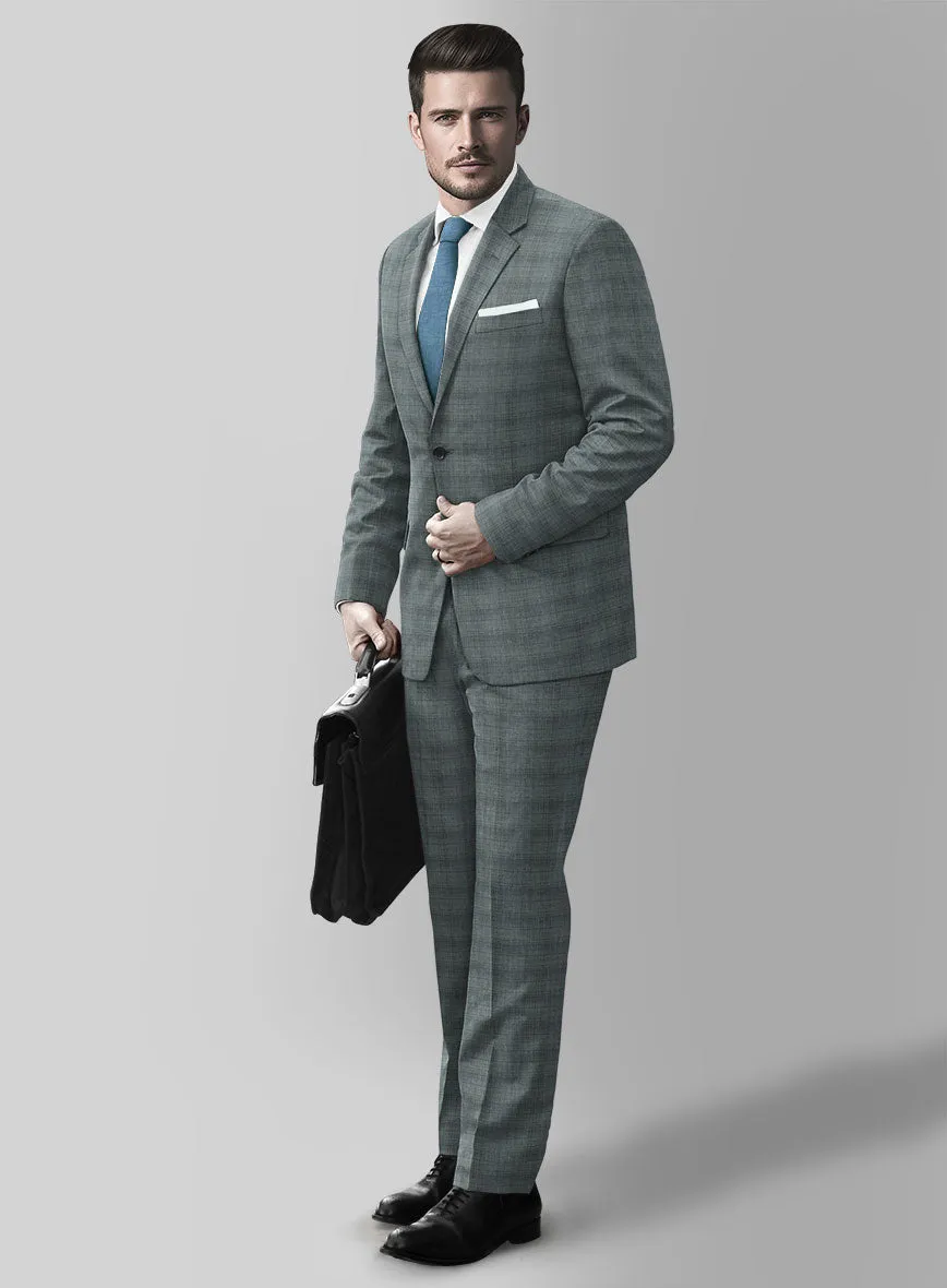 London Loom Gray Blue Bruna Wool Silk Linen Suit