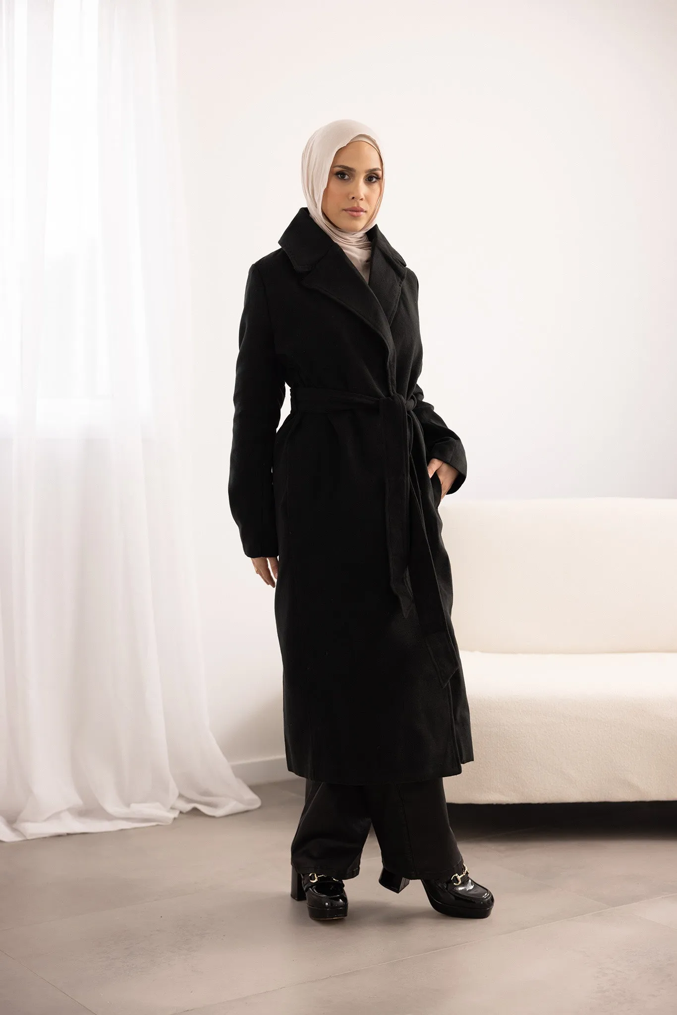 Long Felt Trench Coat