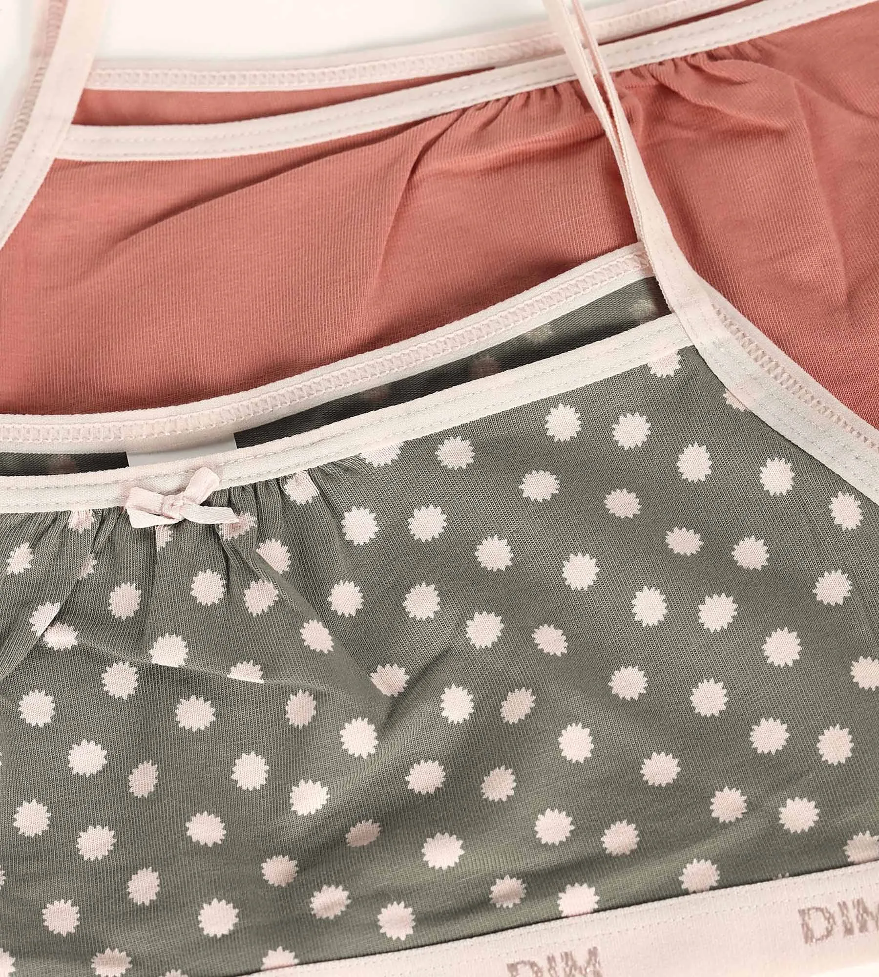 Lot de 2 brassières fille en coton stretch Rose motif pois Les Pockets