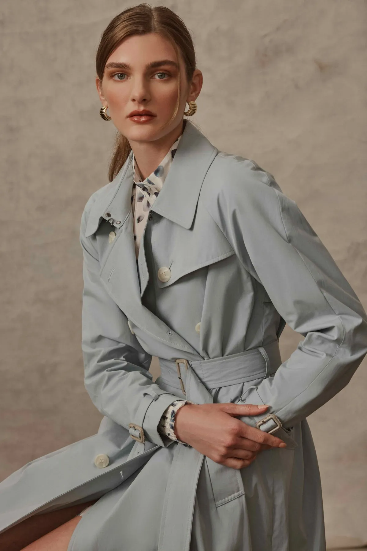 Luna Trench Coat - Ice Blue