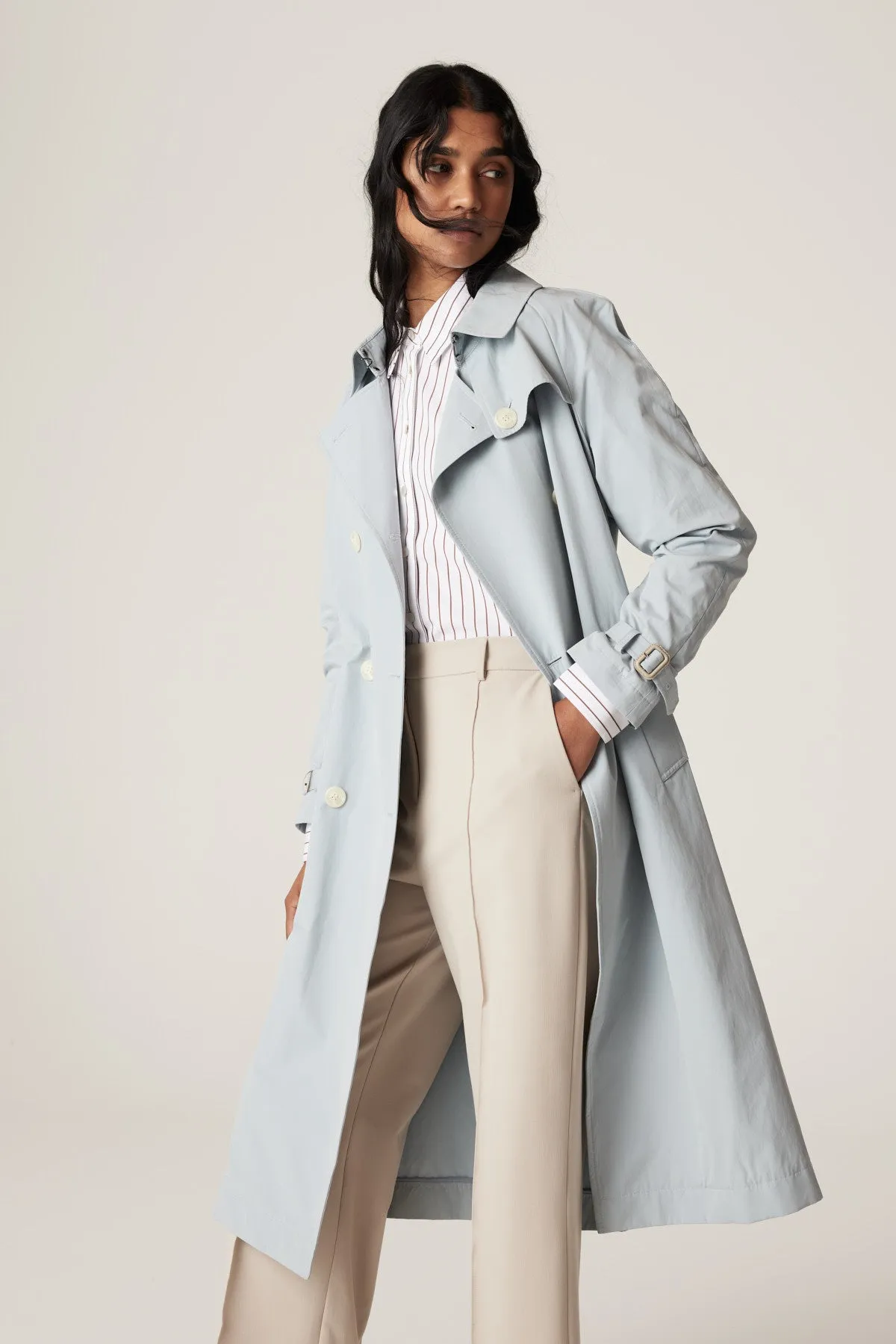 Luna Trench Coat - Ice Blue