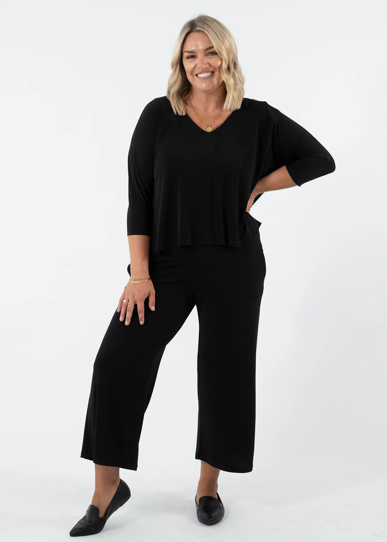 Lundie Jersey Culotte pant in Black