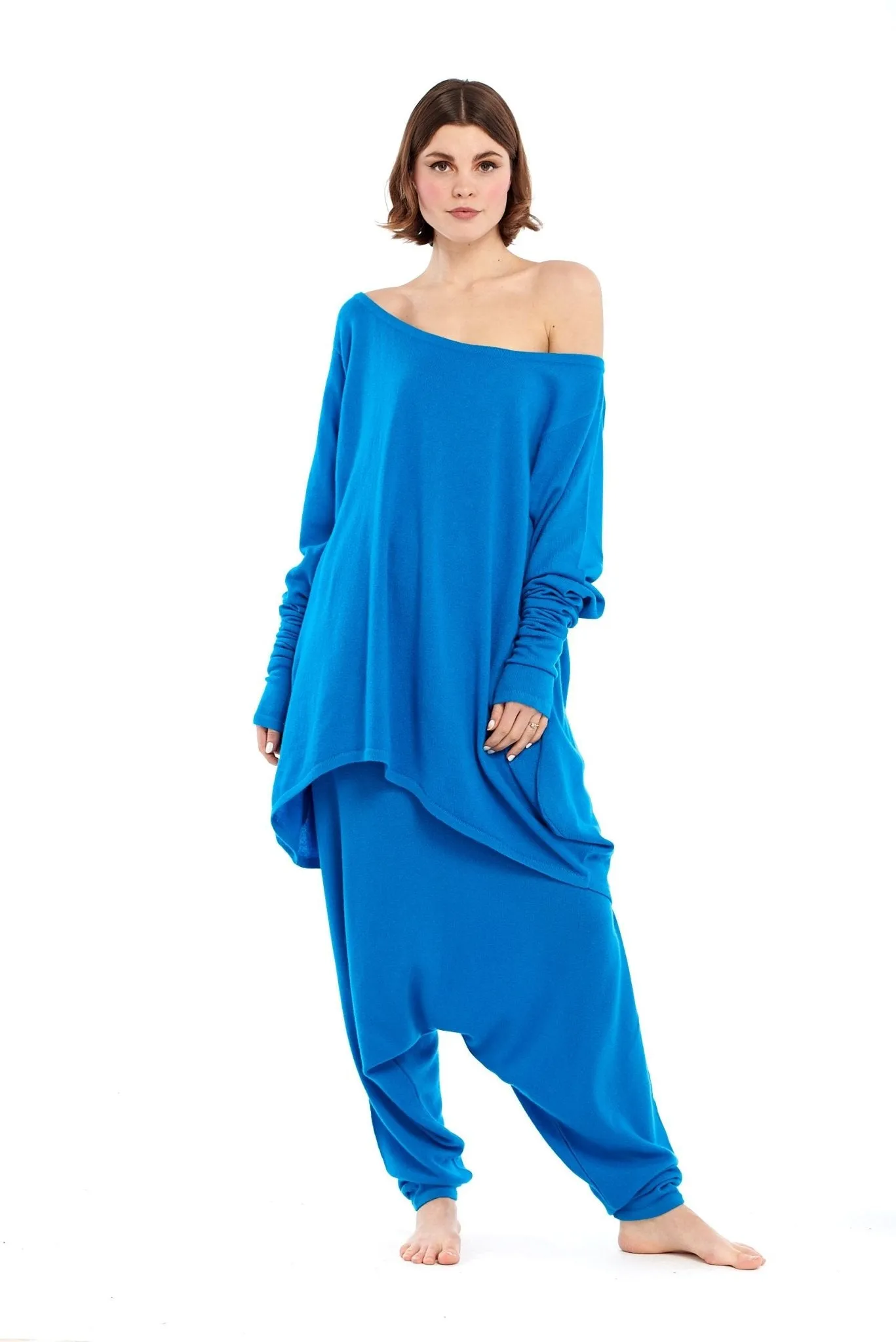 Luxury Cashmere Harem Lounge Pants Turquoise