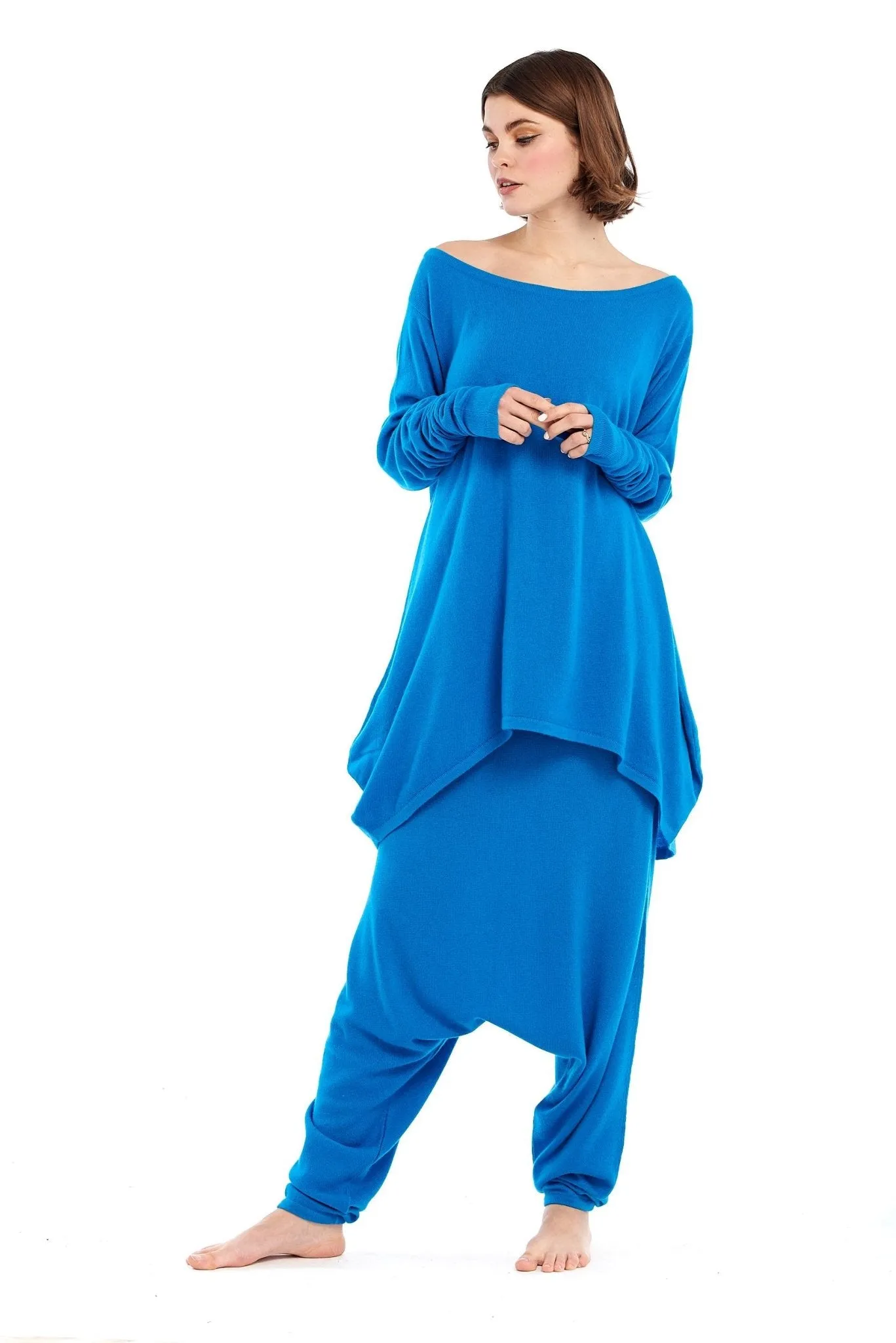 Luxury Cashmere Harem Lounge Pants Turquoise