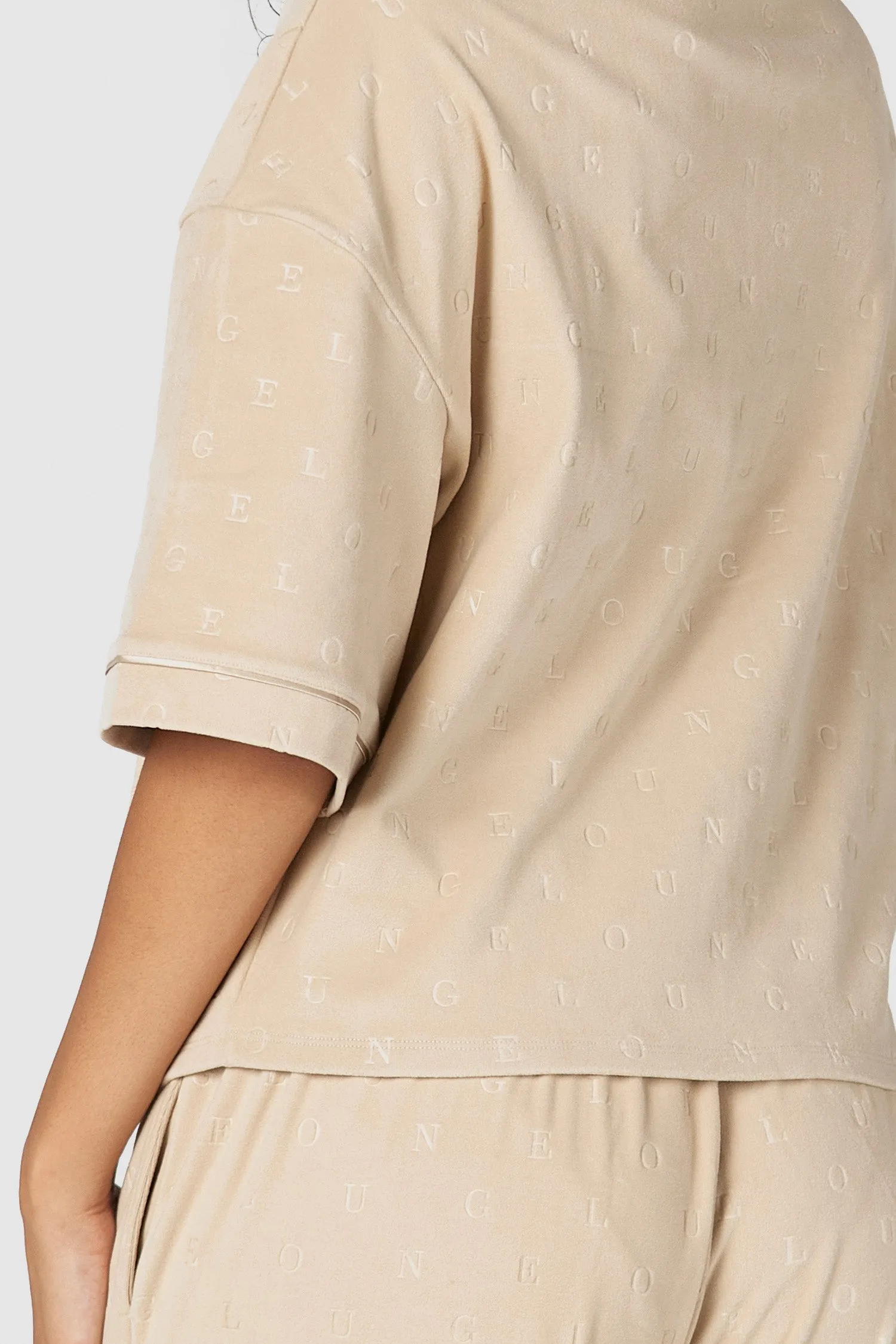 Luxury Embossed Pyjama Shirt - Mink