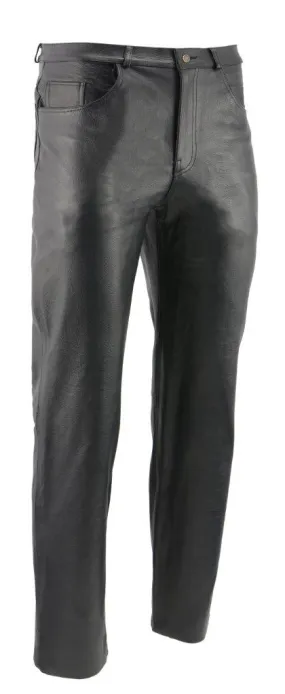 M-Boss Motorcycle Apparel BOS15570 Men’s Black Jean Style Leather Pants