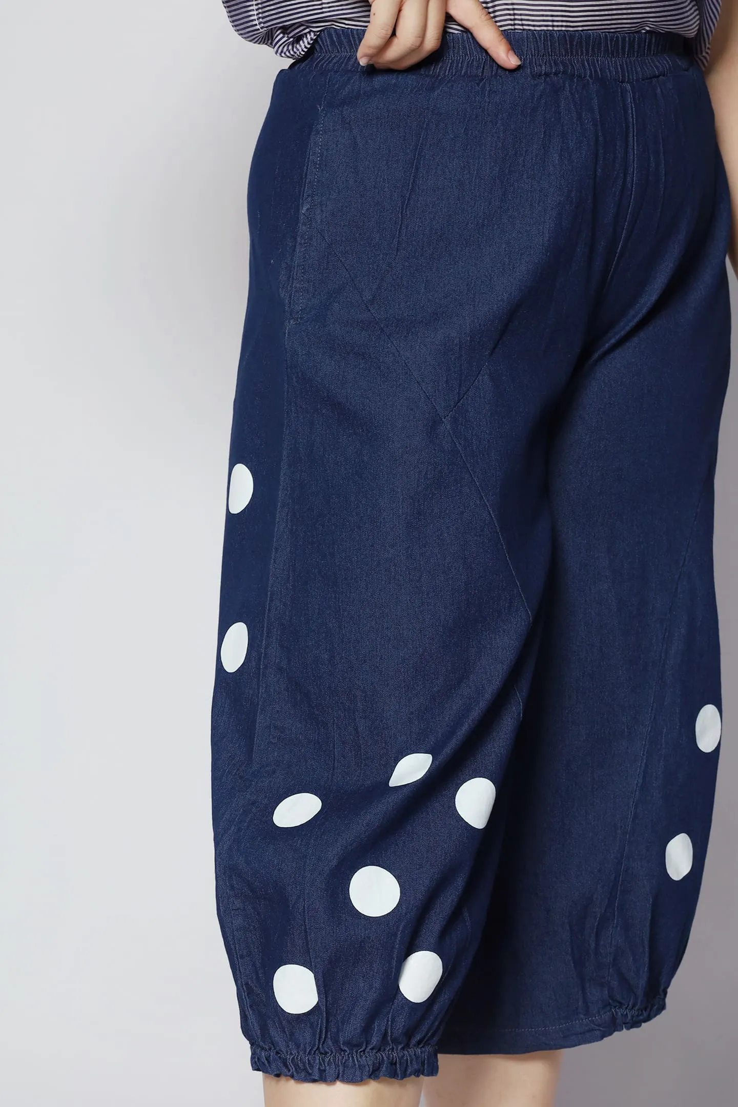 Mag Polkadot Culottes in Dark Denim